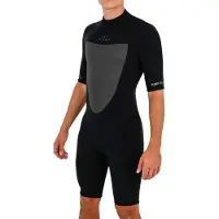 Jetpilot Flight 2x2 Springsuit Flatlock 2 Mm Short Sleeve Back Zip Shorty Noir L Homme