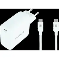 BlueBuilt Chargeur 100 W GaN USB-C Blanc + Câble USB-C 240 W 2 m Nylon Blanc