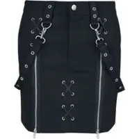 Gothicana by EMP Jupe courte Gothic de - Jupe avec Œillets & Sangles - S - XXL - pour Femme - noir - Taille XXL