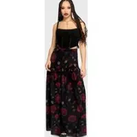 Killstar Jupe longue Gothic de - Mourning Muse - Fawnelle Skirt - M - XL - pour Femme - noir/rouge - Taille XL