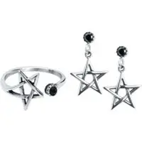 EtNox Bague Gothic de - Pentagramme - Package - pour Femme - couleur argent - Taille L
