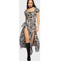 Killstar Jupe longue Gothic de - Mourning Muse - Venomous Rose Skirt - S - 4XL - pour Femme - gris/noir - Taille 3XL