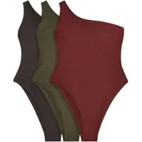The Set Maillot de bain brun foncé / olive / rouge carmin