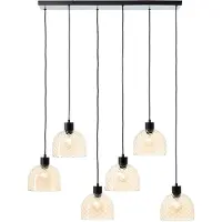 Brilliant Lampe suspendue 6 lumières Casto noir avec verre ambré