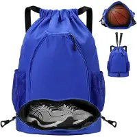 Unyqoos Sac de sport étanche avec cordon de serrage – Compartiment à chaussures et poche avant pour 2 raquettes, tissu Oxford, 36 x 20 x 52 cm, 0,35 kg