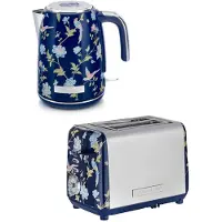 VQ Ensemble de petit-déjeuner Laura Ashley – Bouilloire 1,7 l et grille-pain 2 fentes – Elveden Marine de