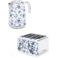 VQ Ensemble de petit-déjeuner Laura Ashley – Bouilloire 1,7 l et grille-pain 4 fentes – China Rose de