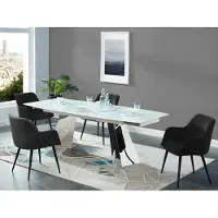 Vente-unique Lot De 6 Chaises - Avec Accoudoirs - Tissu Et Métal - Noir - Heka