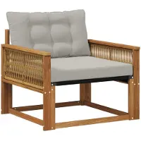 vidaXL Canapé d'extérieur de taille moyenne en bois d'acacia massif et Textilene Nature