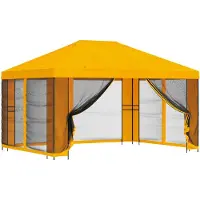 vidaXL Kiosque de jardin avec parois latérales, 4 x 3 m, jaune