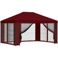 vidaXL Kiosque de jardin avec parois latérales, 4 x 3 m, rouge bordeaux