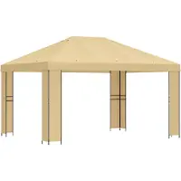 vidaXL Tente de jardin 4 x 3 m, couleur crème, polyester et acier, 190 g/m²