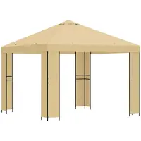 vidaXL Tente de jardin 3 x 3 m, couleur crème, polyester et acier, 190 g/m²
