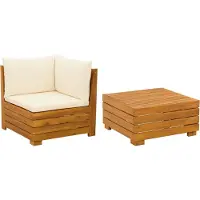vidaXL Ensemble de salon de jardin avec coussins (2 pièces), bois d'acacia massif, marron