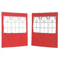 vidaXL Tente de fête, paroi latérale, 2 pièces, 200 x 195 cm, rouge, en polyéthylène et acier