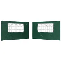 vidaXL Tente de fête, paroi latérale, 2 pièces, 400 x 195 cm, vert, en polyéthylène et acier