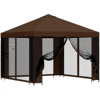 vidaXL Kiosque de jardin avec parois latérales, 3 x 3 m, marron