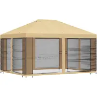 vidaXL Kiosque de jardin avec parois latérales, 4 x 3 m, couleur crème