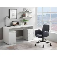 Vente-unique Bureau Avec Rangements Serguei - Mdf Laqué Blanc