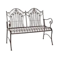 Moritz Banc de jardin 113 cm, métal, 2 places, brun antique - Résistant aux intempéries, pour jardin, terrasse, balcon, style maison de campagne