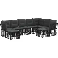 vidaXL Ensemble de canapés d'extérieur , 9 pièces, polyester noir et gris foncé
