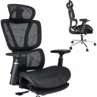 Jumi NEOVA fauteuil de bureau réglable fauteuil de bureau noir avec accoudoirs et repose-pieds