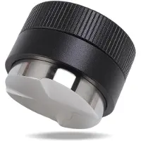 Unyqoos Distributeur d'espresso avec système de gravité auto-ajustable, diamètre 51 mm, en acier inoxydable 304 et avec manche en bois massif, couleur noire