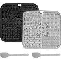 Unyqoos : Lot de 2 tapis de léchage en silicone pour chiens et chats – Alimentation lente avec 47 ventouses et spatule, lavable au lave-vaisselle, résistant à la chaleur