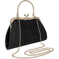 Unyqoos : Pochette brillante avec bandoulière chaîne amovible – élégante pochette de soirée, dimensions 25 x 5 x 15 cm, polyvalente