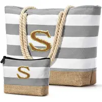 Unyqoos Sac de plage et de voyage étanche grande capacité pour femmes, , dimensions : 52 x 36 x 17 cm, tissu polyester, fermeture éclair, compartiment intérieur étanche séparé et 2 petites poches