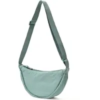 Unyqoos Sac bandoulière en nylon en forme de croissant pour femmes – spacieux, avec une base large, une bandoulière réglable jusqu'à 103 cm, poids : 120 g, résistant à la saleté et à l'eau