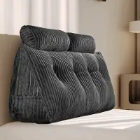 Unyqoos Coussin lombaire de 120 cm – coussin ergonomique en forme de coin pour lit et canapé, avec housse amovible, poche latérale et rouleau cervical supplémentaire