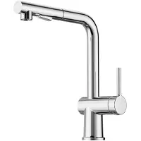 Unyqoos Robinet de cuisine en acier inoxydable 304, extractible, pivotant à 360°, finition chromée, douchette avec 2 types de jets, cartouche en céramique, installation facile pour éviers