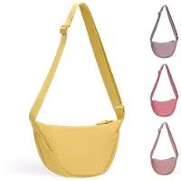 Unyqoos Sac bandoulière en forme de croissant, dimensions 32 x 15 x 10 cm – nylon imperméable, bandoulière réglable, sac bandoulière compact et unie pour un usage quotidien