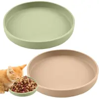 Unyqoos : Lot de 2 gamelles en silicone colorées – gamelles peu profondes pour chats et petits animaux, conçues pour ne pas irriter les moustaches, protégeant le sol, et faciles à nettoyer