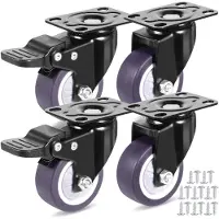 Unyqoos Roulettes robustes de 50 mm (lot de 4), pivotantes à 360° avec frein – Capacité de charge : 160 kg, incluent 16 vis, pour meubles et poussettes