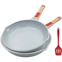 Unyqoos Ensemble de 3 poêles en céramique , avec manche amovible, compatible avec le four, revêtement antiadhésif en céramique, adapté à tous les types de plaques de cuisson