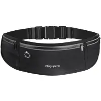 Unyqoos Ceinture de course étanche , réfléchissante, avec une ceinture élastique réglable, 3 compartiments séparés, ultra-fine (polyester/TPU) – idéale pour la course à pied, le vélo et la randonnée