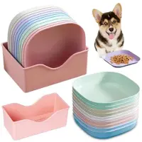 Unyqoos Ensemble de 10 gamelles en céramique pour chats – 3 gamelles larges et 3 tapis antidérapants, pour chatons et petits animaux, adaptées aux aliments humides et secs