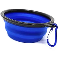 Unyqoos Bol pliable en silicone, grande taille – 1000 ml (7 cm), 2,2 cm d'épaisseur, sans BPA, avec mousqueton, pour chiens et chats