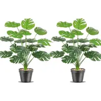 Unyqoos Plante tropicale artificielle en pot, 50 cm - Aspect réaliste de Monstera, 18 branches réglables, plastique résistant aux UV, facile d'entretien pour la maison et le bureau