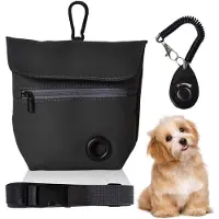 Unyqoos Sac de dressage pour chiens avec fermeture magnétique – tissu Oxford résistant à l'eau, distributeur de sacs à déjections intégré et clicker, compact