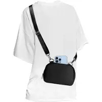 Unyqoos Sac bandoulière pour femmes – sac compact en nylon résistant à l'eau, avec bandoulière réglable et amovible, une poche zippée et 3 poches en filet, poids : 0,3 kg
