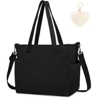 Unyqoos Sac à main pour femmes, en tissu cordé (32 x 27 x 14 cm, pliable à 21 x 14 cm) – Sac à main et sac bandoulière spacieux, avec bandoulière amovible, fermeture éclair et compartiments multiples