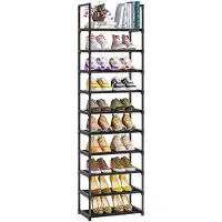 Unyqoos Étagère à chaussures , gain de place avec 10 étagères réglables, empilable/séparable – structure métallique robuste avec connecteurs en PP renforcés