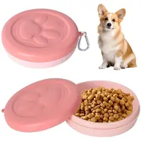 Unyqoos Gamelle de voyage étanche, de 370 ml, 14x14x4 cm, en plastique avec mousqueton – idéale pour les voyages et les promenades (chiens et chats)