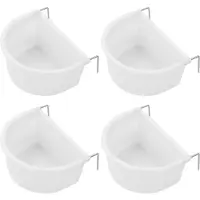 Unyqoos Ensemble de 4 mangeoires pour oiseaux avec crochets – Gamelles en plastique de 10,9 x 9,7 x 5,3 cm, 39 g, inodores, avec bords lisses, idéales pour les oiseaux de cage et les petits animaux