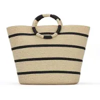 Unyqoos : Grand sac de plage fait à la main, en 100% raphia naturel, dimensions 41 x 16 x 31 cm (L x l x H), design crocheté, anse en rotin, fermeture à glissière