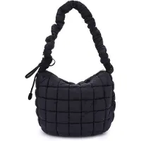 Unyqoos Sac bandoulière rembourré en nylon de haute qualité avec doublure en coton, dimensions : 38 x 33 x 5 cm. Sac à main/bandoulière spacieux avec fermeture éclair