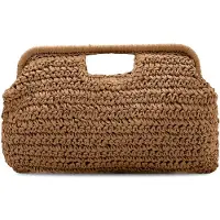 Unyqoos Sac en paille tressée pour femmes – sac à main et sac cabas, dimensions 39 x 11 x 23 cm, revêtement en papier avec doublure en polyester, idéal pour l'été et la plage
